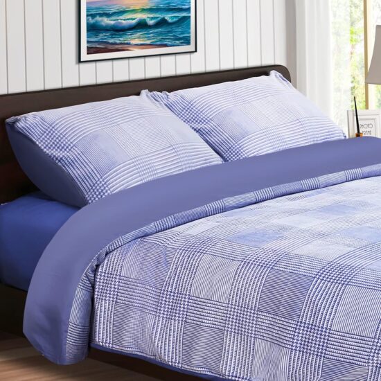 Bedsure Mineral Blue Duvet Cover Queen Size - Soft Prewashed Set, 3 Pieces, 1 Duvet Cover 90x90 Inches with Zipper Closure and 2 Pillow Shams