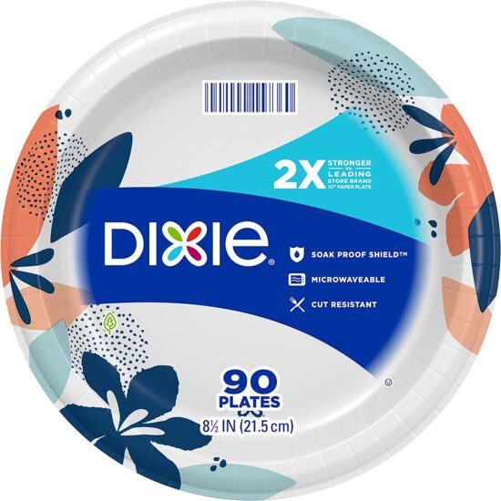 Dixie Medium Paper Plates, 8.5 Inch, 90 Count