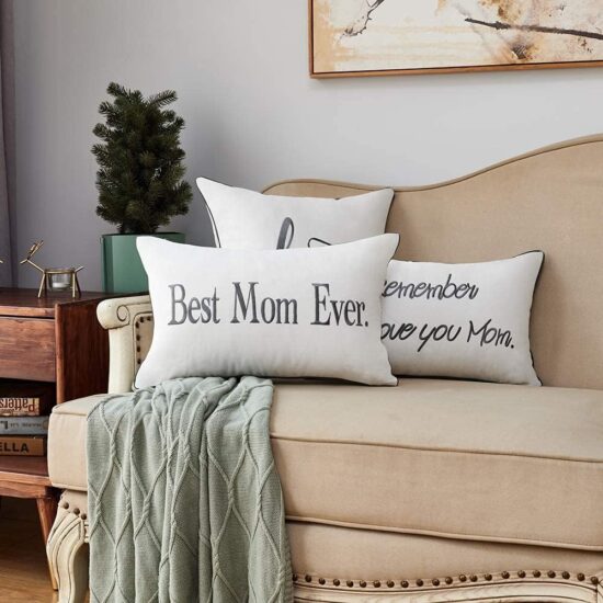 Mom Gifts from Son, Daughter - Mom Birthday Gifts, Best Mom Ever Gifts on TMothers Day, Thanksgiving Day and Christmas, Lumbar Pillow Cover 12x20 Inch.