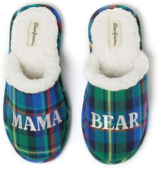 Dearfoams Women's Gifts for Mom Cute Cozy Mothers Day Mama Bear Slipper