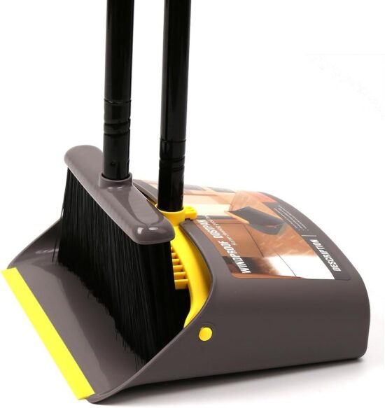 TreeLen Broom with Dustpan Combo Set,Stand up Dust Pans with Long Handle 40"/52" Broom and Dustpan Set