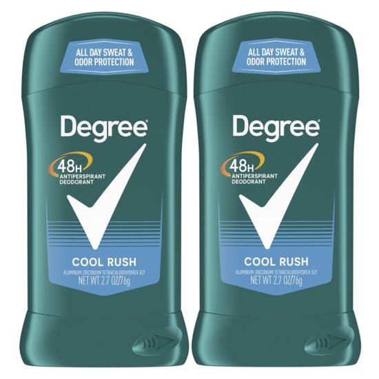 Degree Men Original Antiperspirant Deodorant for Men, Pack of 2, 48-Hour Sweat and Odor Protection, Cool Rush 2.7 oz.