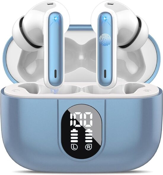 Wireless Earbuds, 2024 Bluetooth Headphones 5.3 HiFi Stereo Earphones, 40H Playtime in-Ear Earbud, Bluetooth Earbud with Dual Mic Call, IP7 Waterproof Earphones Sport Headset for iOS