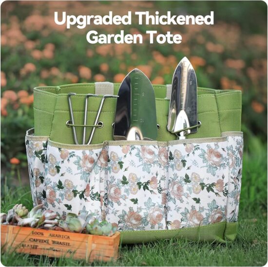 Gardening Tools 9-Piece Heavy Duty Gardening Hand Tools with Fashion and Durable Garden Tools Organizer Handbag, Rust-Proof Garden Tool Set, Ideal Gardening Gifts for Women - Image 3