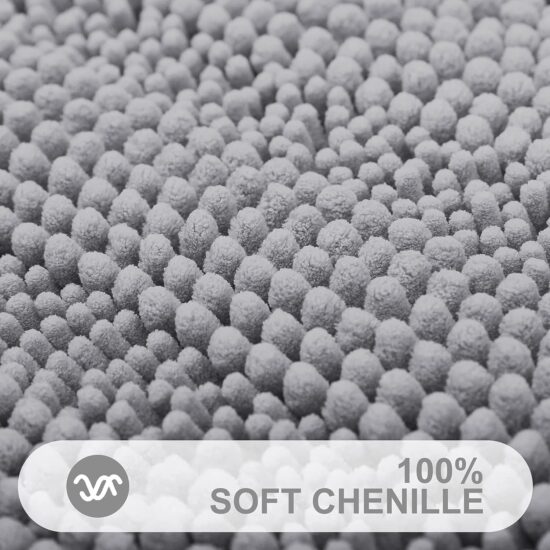 Grandaily Chenille Striped Bathroom Rug Mat, Extra Thick and Absorbent Bath Rugs, Non-Slip Soft Plush Shaggy Bath Carpet, Machine Wash Dry, Bath Mats for Bathroom - Image 2