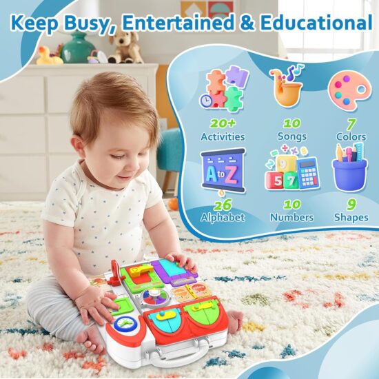 Toddler Toys for 1-2 Year Old Boy, Musical Montessori Busy Board, Early Educational Toy for Toddlers 1-3, Motor Skills Developmental Toy for 12-18 Month Age - Image 2