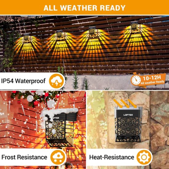 LOFTEK Solar Deck Lights, 2 Pack Solar Fence Lights, Outdoor Garden Decorative Lights, Dusk to Dawn, Waterproof, Fence Post Solar Wall Light for Railing, Patio, Pool, Backyard, Stair, Step, Warm White - Image 2