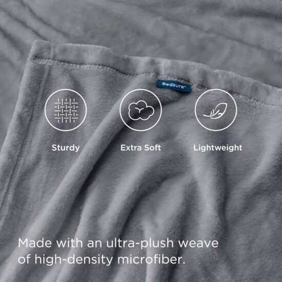 Bedsure Fleece Throw Blanket for Couch Grey - Lightweight Plush Fuzzy Cozy Soft Blankets and Throws for Sofa, 50x60 inches - Image 2