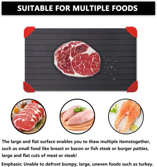 Defrosting Tray for Frozen Meat Rapid and Safer Way of Thawing Food Large Size Defroster Plate Thaw by Natural Heating A Pack with 14×8in