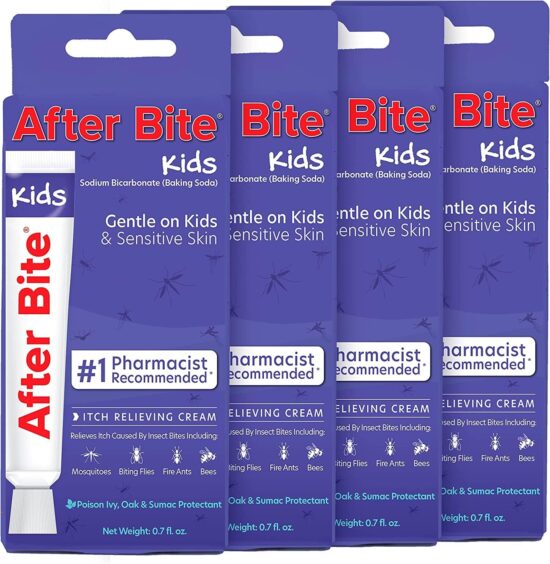 After Bite Kids - Bug Bite Itch Relief for Kids with Sodium Bicarbonate - Ideal for Mosquito Bites, Fire Ant Bites, Bees & More - Portable Cream Formula - 0.7 oz (4 Pack)