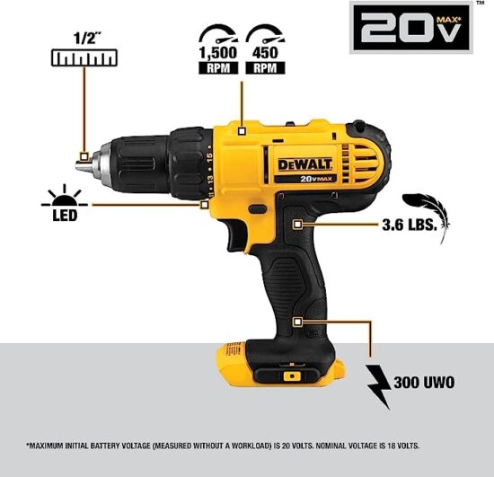 DEWALT 20V MAX Cordless Drill and Impact Driver, Power Tool Combo Kit with 2 Batteries and Charger - Image 2