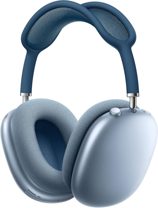 Apple AirPods Max Wireless Over-Ear Headphones, Active Noise Cancelling, Transparency Mode, Personalized Spatial Audio, Dolby Atmos, Bluetooth Headphones for iPhone – Sky Blue