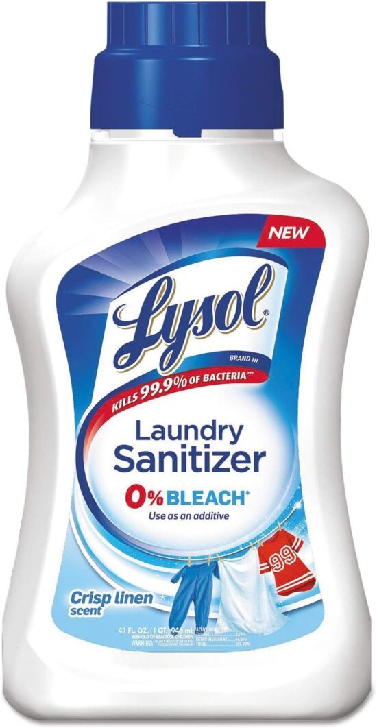 Lysol Laundry Sanitizer Additive, Sanitizing Liquid for Clothes and Linens, Eliminates Odor Causing Bacteria, Crisp Linen, 41oz