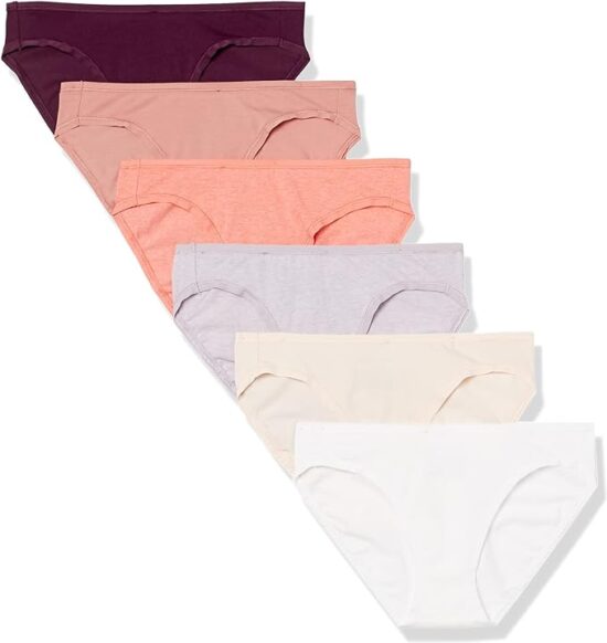 Amazon Essentials Women's Cotton Bikini Brief Underwear (Available in Plus Size), Multipacks