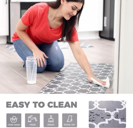 KOKHUB Kitchen Mat,1/2 Inch Thick Cushioned Anti Fatigue Waterproof Kitchen Rugs, Comfort Standing Desk Mat, Kitchen Floor Mat Non-Skid & Washable for Home, Office, Sink,17.3"x39"
