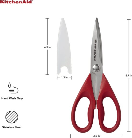 KitchenAid All Purpose Kitchen Shears with Protective Sheath for Everyday use, Dishwasher Safe Stainless Steel Scissors with Comfort Grip, 8.72-Inch, Black - Image 2