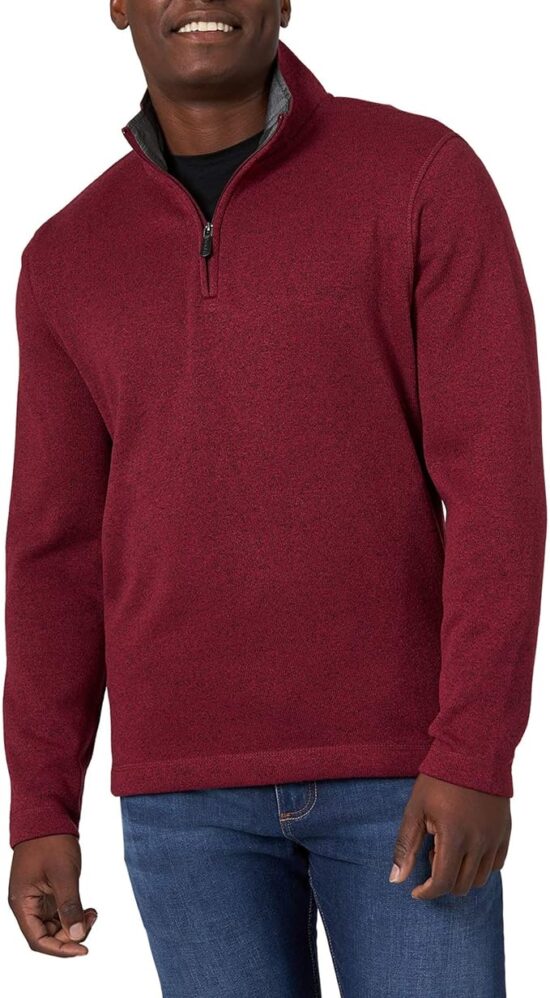 Wrangler Authentic Men's Long Sleeve Fleece Quarter-Zip Sweater