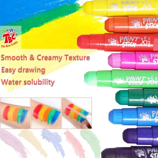 The Best Crafts Paint Sticks,12 Classic Colors, Washable Paint, Non-toxic, Tempera Paint Sticks for Kids and Students
