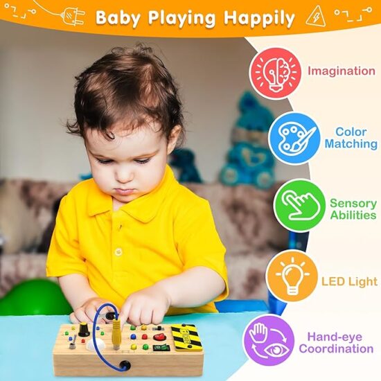 Montessori Toddler Toys-Baby Wooden Busy Board-Sensory Toys - Image 2
