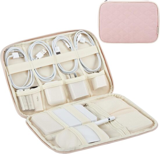 INDCOZY Electronics Organizer, Cord Storage Bag, Travel Essentials for Packing Cable, Charger, Phone, Hard Drive, USB, SD Card