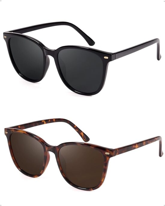 FIMILU 2 Packs Sunglasses for Women Polarized UV400 Protection Lens Big Frame Fashion Glasses Trendy Stylish Shade - Image 2