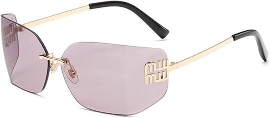 Futuristic Rimless Y2K Sunglasses for Women Men Fashion Wrap Around Frame Trendy Shield Frameless Design