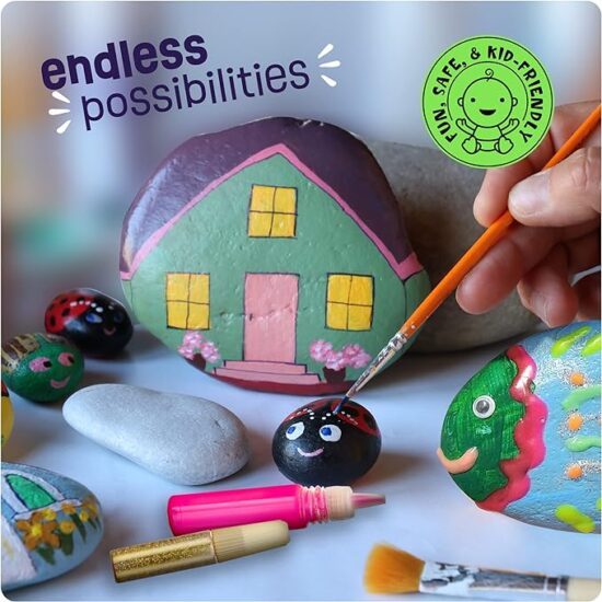 Kids Rock Painting Kit - Glow in The Dark - Arts & Crafts for Boys and Girls Ages 4-12