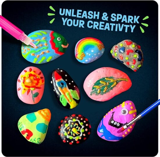 Kids Rock Painting Kit - Glow in The Dark - Arts & Crafts for Boys and Girls Ages 4-12 - Image 2
