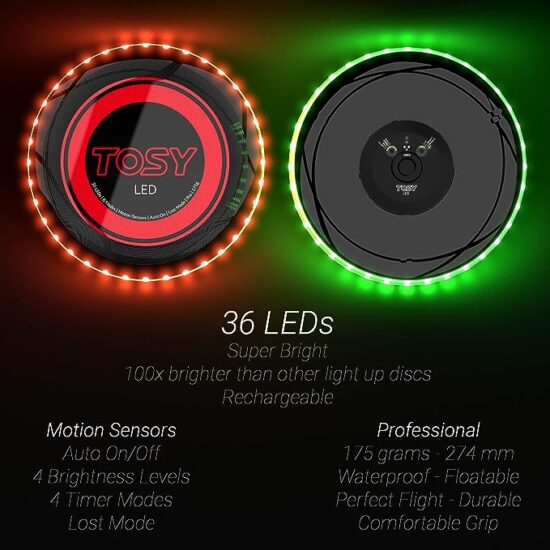 TOSY Flying Disc - 16 Million Color RGB or 36 or 360 LEDs, Extremely Bright, Smart Modes, Auto Light Up, Rechargeable - Image 2