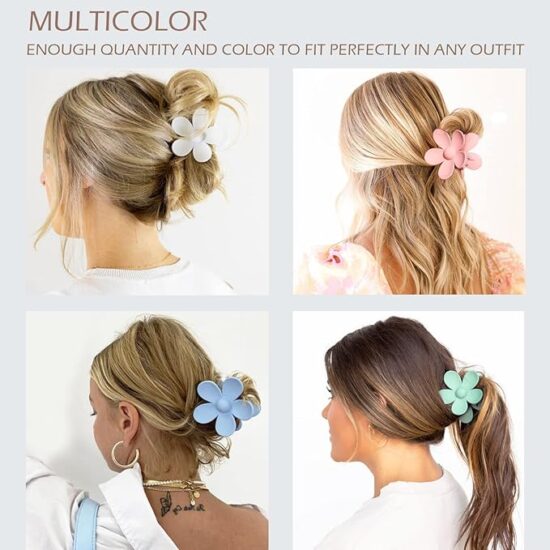Large Hair Claw Clips Pack of 12 (Flowers) - Image 3