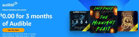 $0.00 For Three Months Of Audible