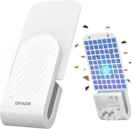 Fly Trap Indoor(1 Device + 5 Glue Cards), Plug-in Flying Insect Trap for Mosquito, Flies, Fruit Flies, Moths, Gnats, Gnat Trap for House Indoor, White