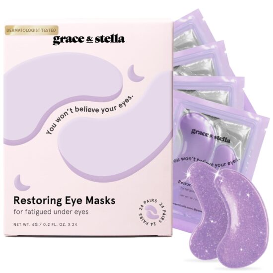 grace & stella Purple Eye Treatment Gels - Under Eye Masks With Retinol - Restoring Under Eye Patches for Puffy Eyes and Dark Circles - Gel Eye Mask Under Eye Patches - Vegan, Cruelty-Free, 24 Pairs